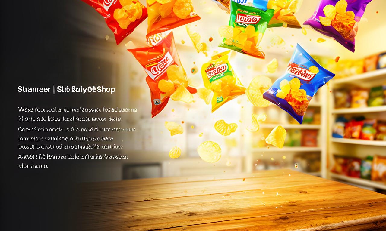 Colourful crisp packets bursting open above a wooden counter in a bright Stranraer snack shop
