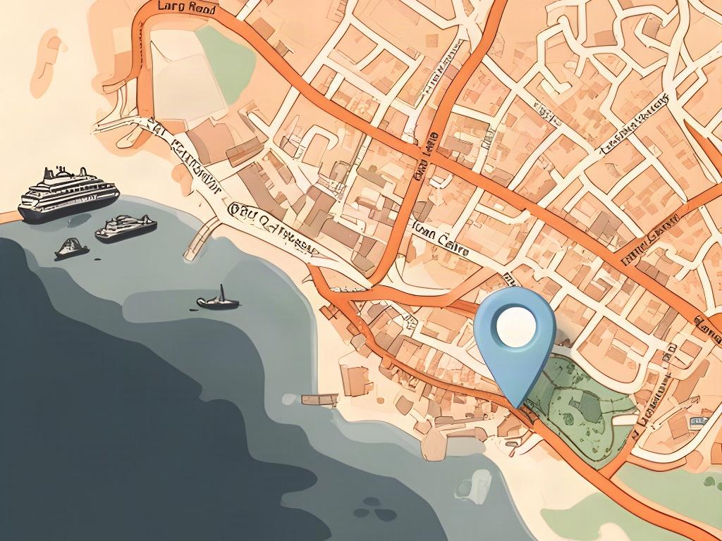 Illustrated street map showing Larg Road Sweets on Larg Road in Stranraer near the ferry terminal